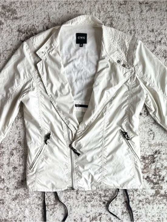 Vintage CNC Costume National White Asymmetric Zip Moto/Windbreaker Jacket - Picture 4 of 12